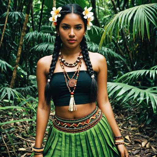Realistic Hula Costume Woman in Jungle