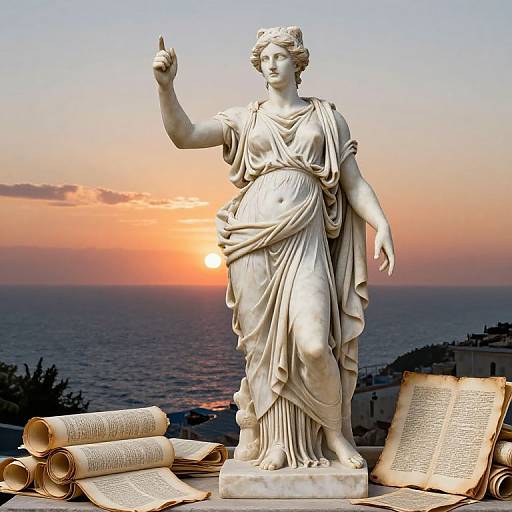 Majestic Greek Goddess Statue with Scrolls