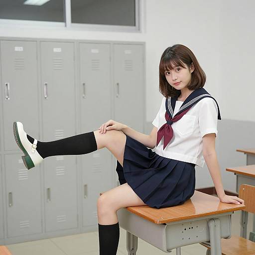 Young Asian Woman in School Uniform