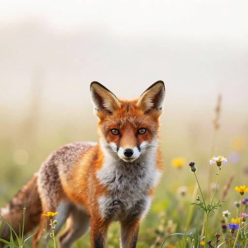 Curious Red Fox in Golden Meadow