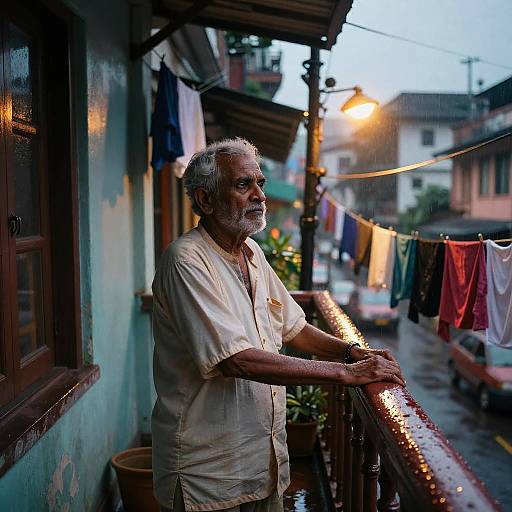 Monsoon Poet on Kolkata Balcony