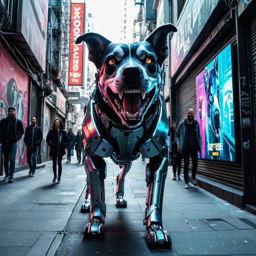 Cyborg Dog Street Art in Cyberpunk Alley