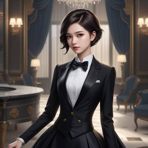 Elegant Girl in Tuxedo Art Masterpiece Elegant Girl in Tuxedo Art Masterpiece
