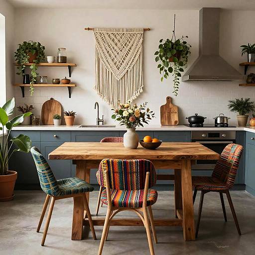 Bohemian Kitchen with Vibrant Textiles