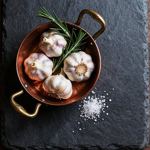 Vintage Copper Pot with Garlic