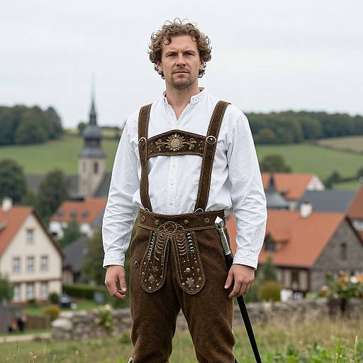 Medieval German Man in Traditional Costume