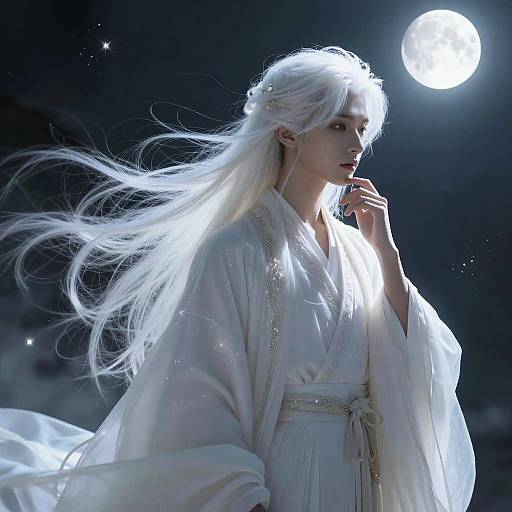 Mystical White-Haired Fantasy Portrait