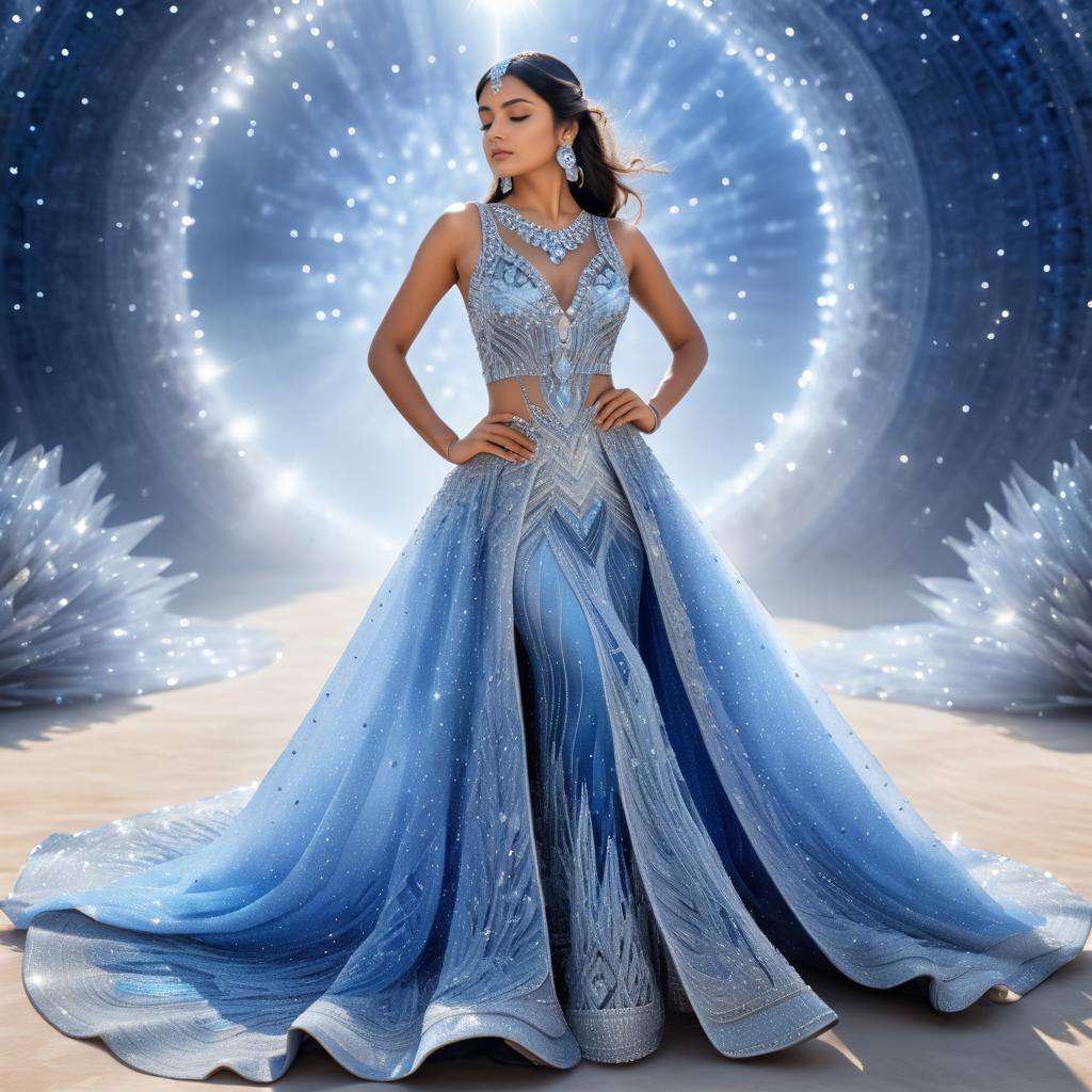 Ethereal Crystal Dress on Indian Model