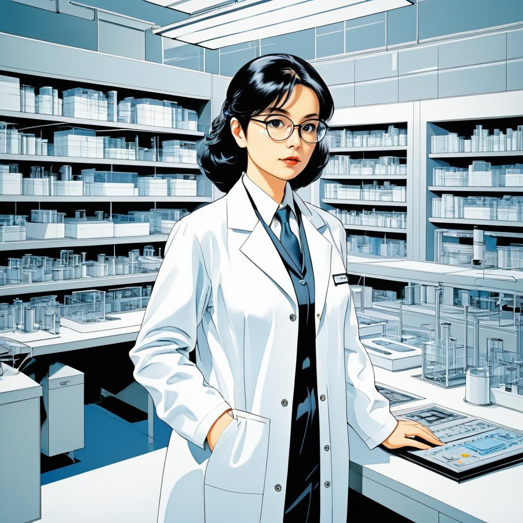 Manga Scientist in High-Tech Laboratory