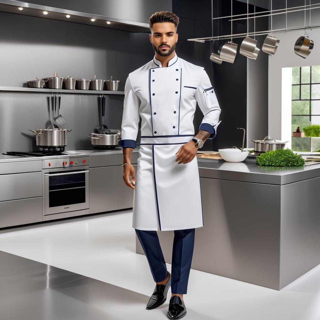 Stylish Chef in Modern Culinary Uniform