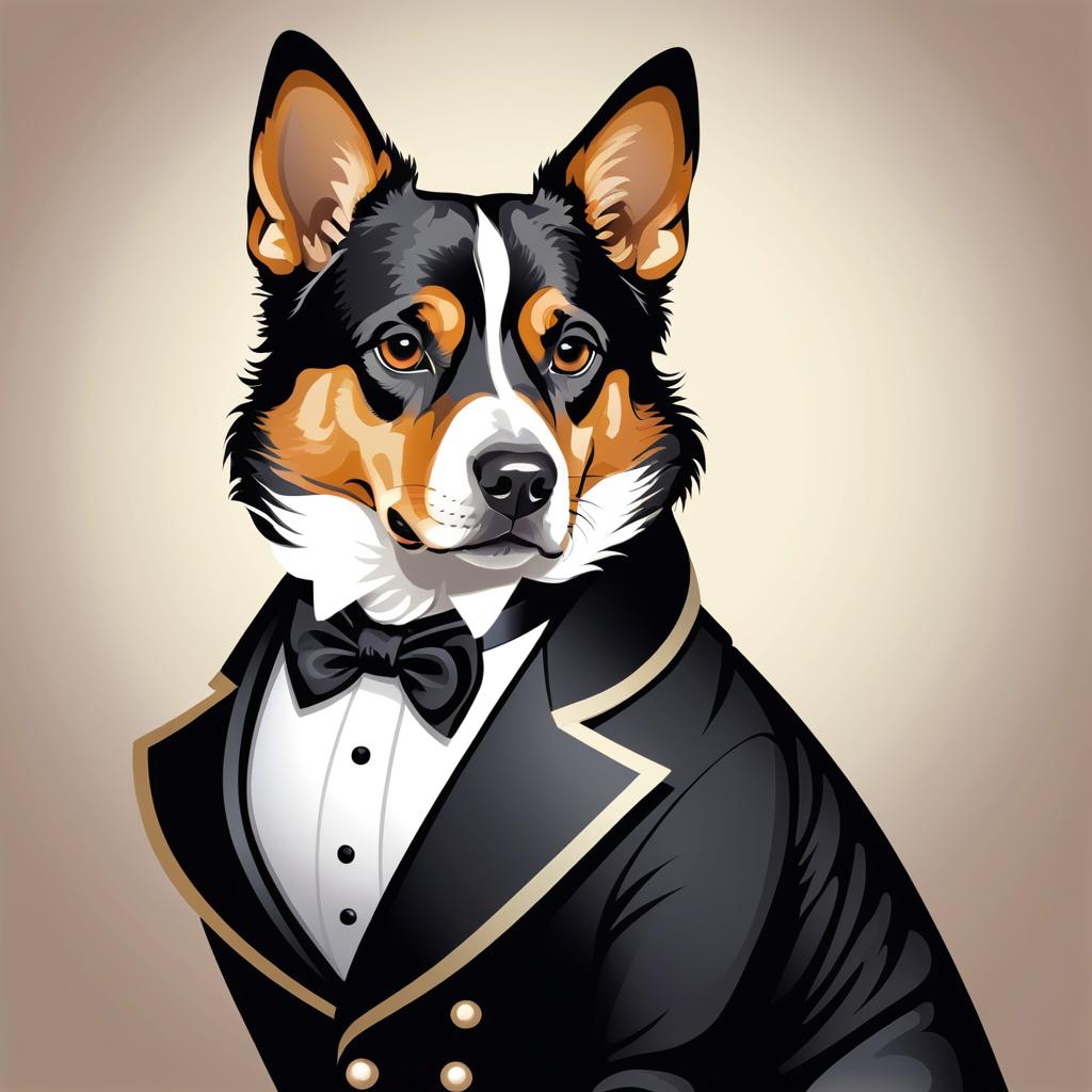 Elegant Dog in Tailcoat with Confidence