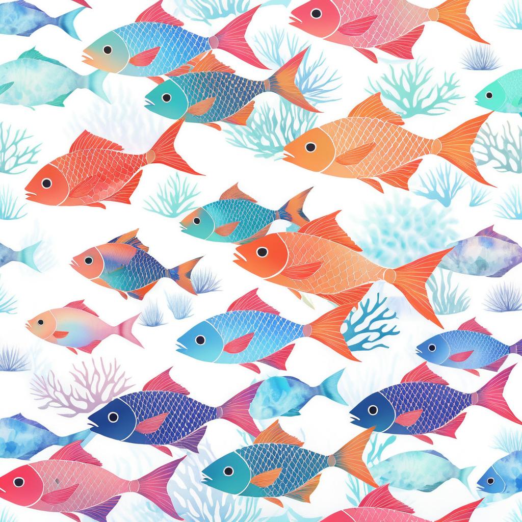 Colorful Fish and Coral Fabric Design