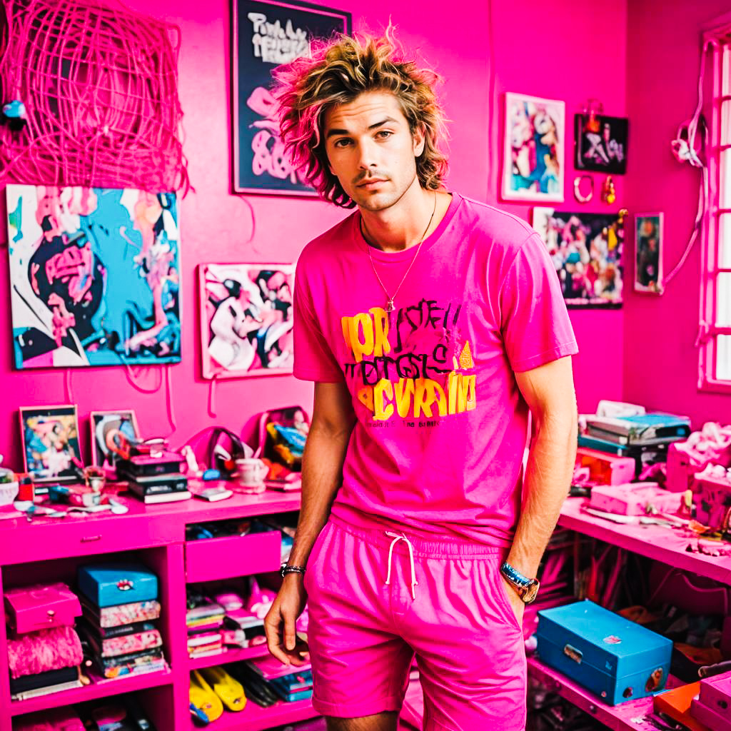 Bold and Playful Man in Hot Pink