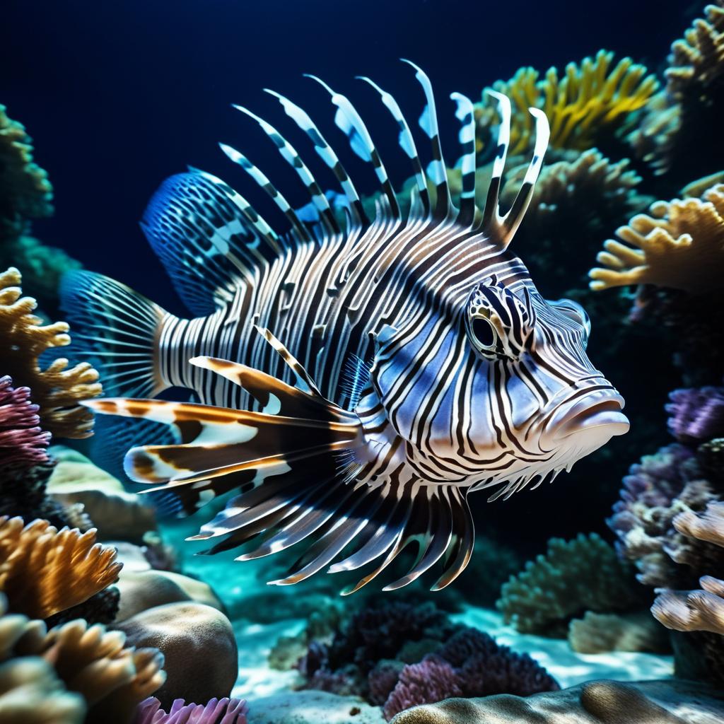 Ultra Realistic Lionfish in Ocean Depths