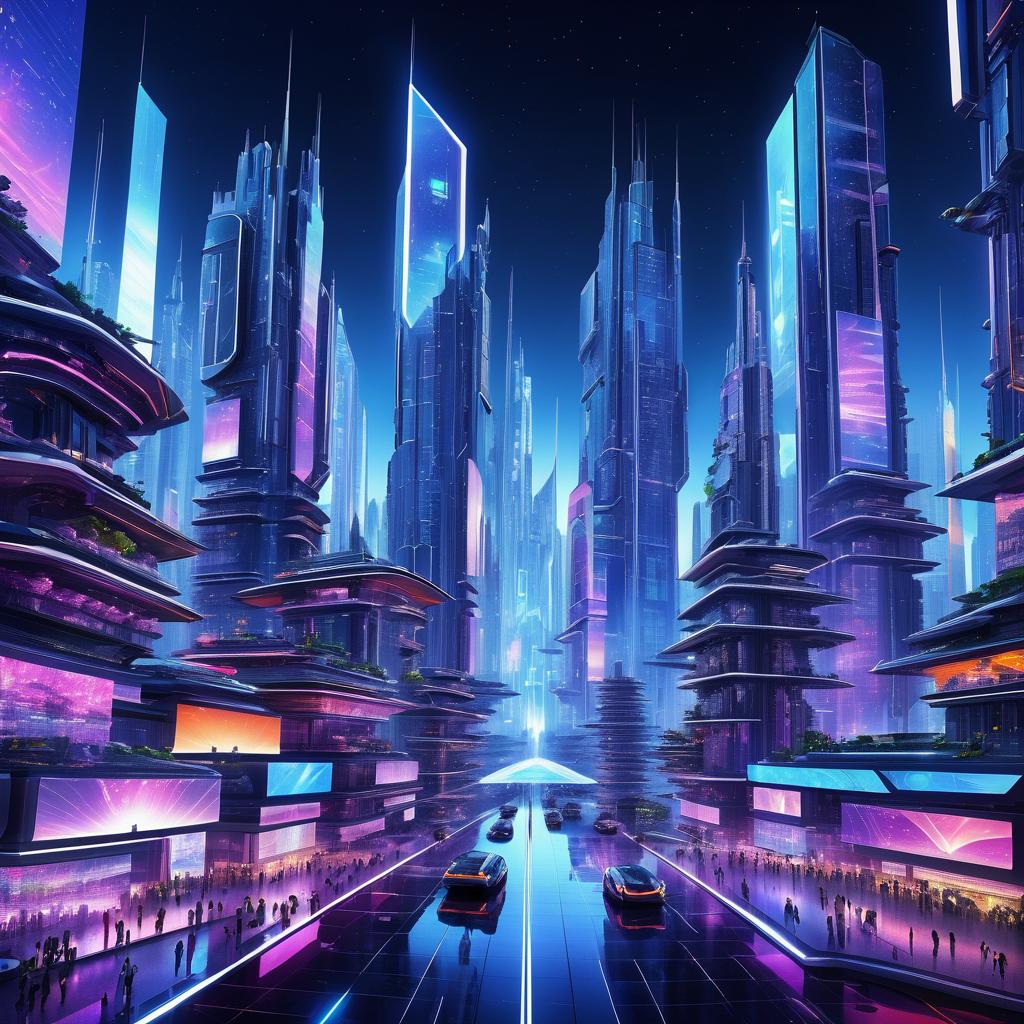 Vibrant Futuristic Cityscape at Night