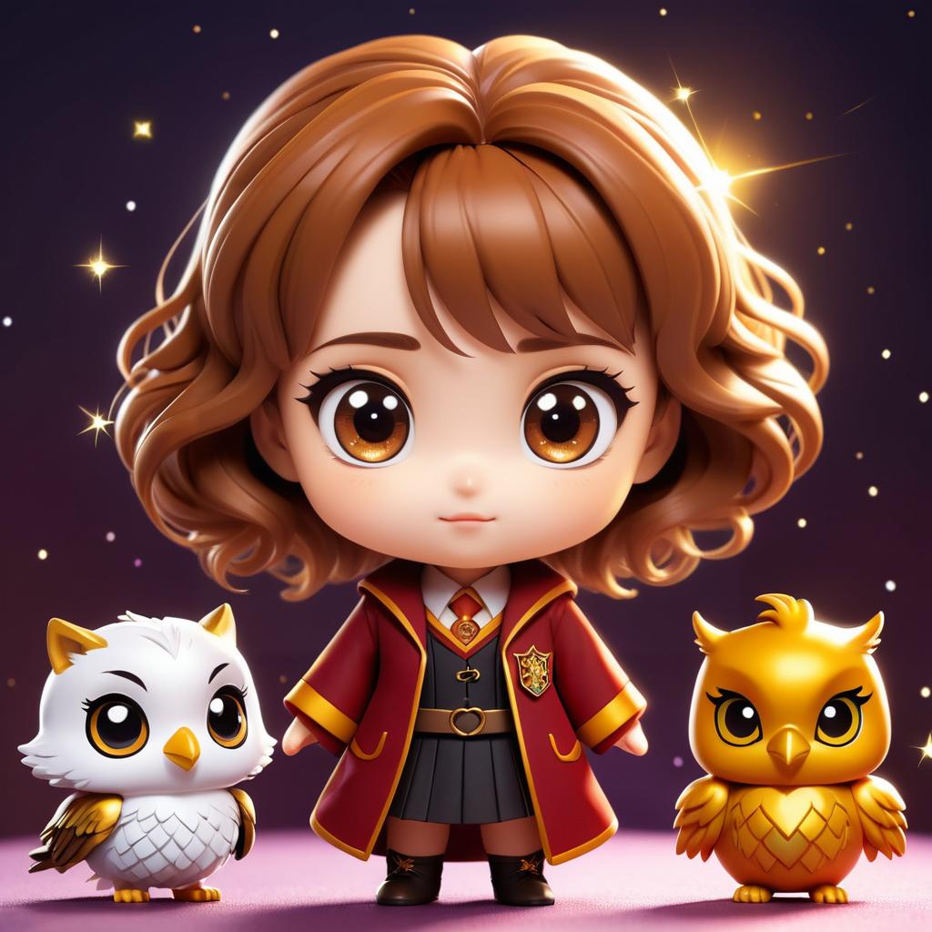 Chibi Hermione Granger with Phoenix Sidekick