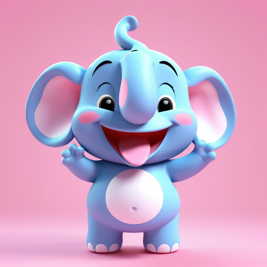 Playful Kawaii Elephant 3D Animation