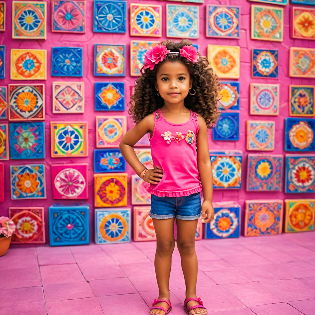 Playful Young Girl in Vibrant Outfit