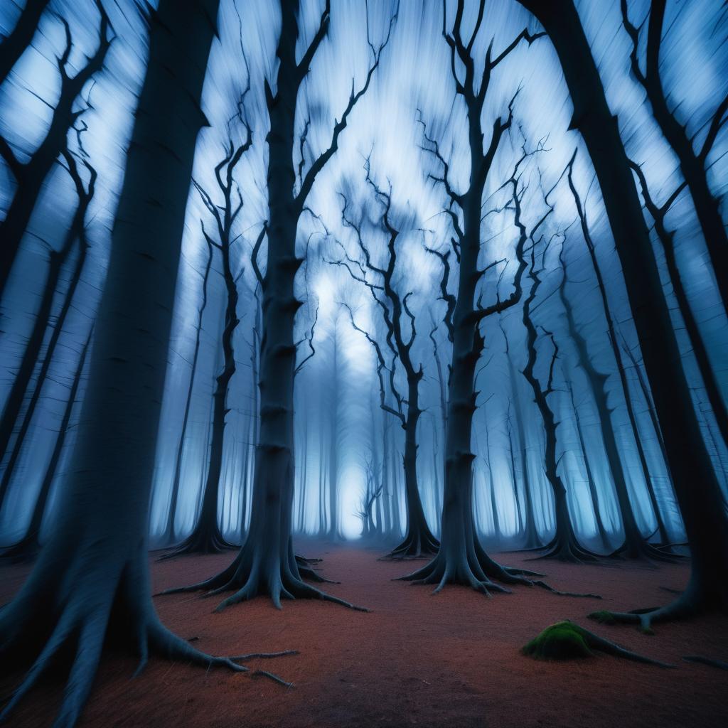 Eerie Twilight Forest with Spectral Figure