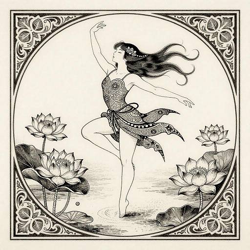 Mischievous Sprite Among Lotus Flowers