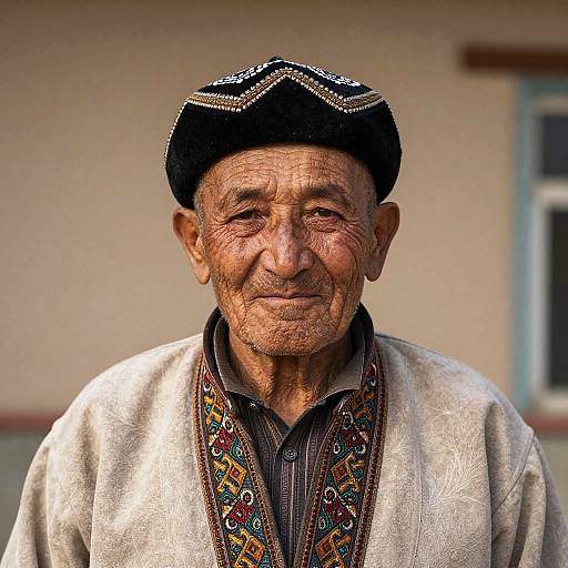 Kyrgyz Elder Portrait in Traditional Attire