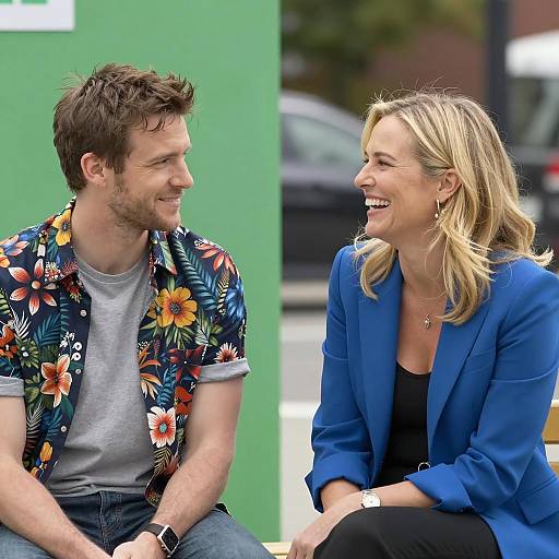 Two people smiling outdoors