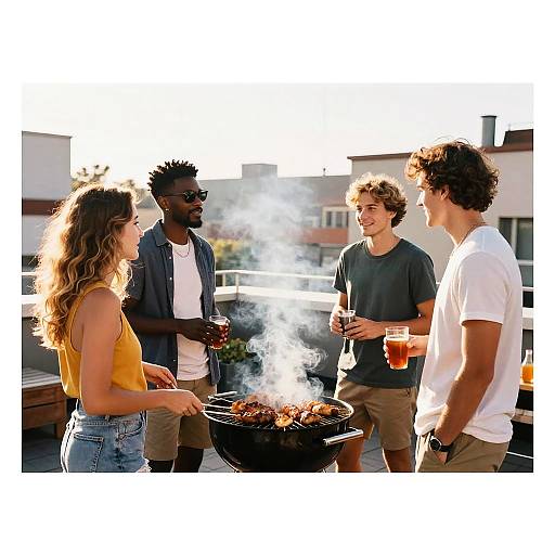 Sunny Rooftop Summer Barbecue Scene