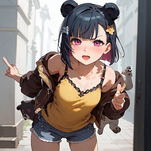 Nakasu Kasumi Leaning Pointing Street Shot