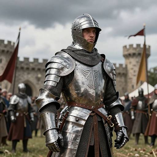 Medieval Armored Knight Before Tournament