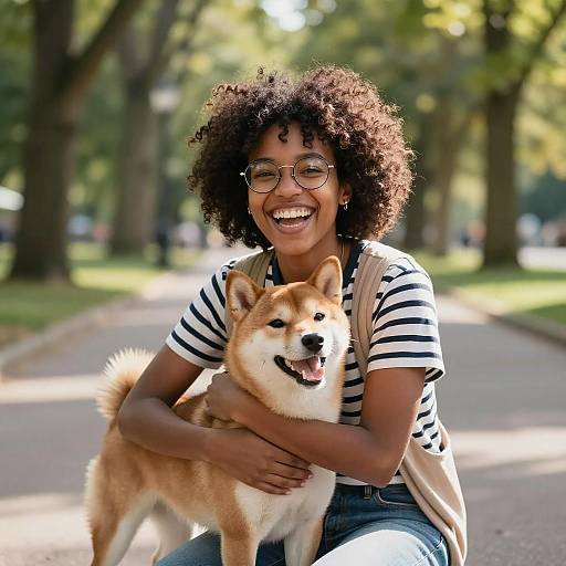 Joyful Moments: Woman and Dog in Nature