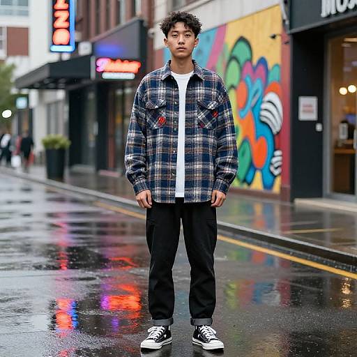 Urban Streetwear Flannel in Rain