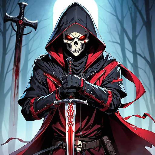 Mysterious Boy with Bloodied Sword