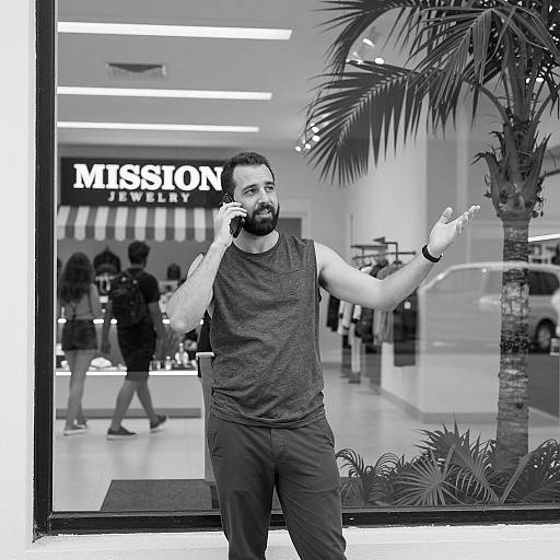 Casual Black-and-White Street Scene