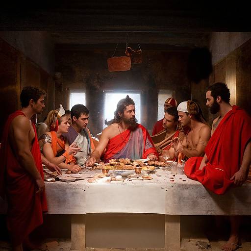 Muscular Men Last Supper Scene
