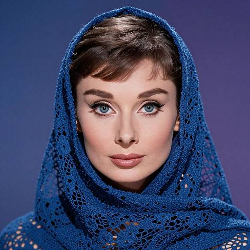 Elegant Woman in Blue Headscarf