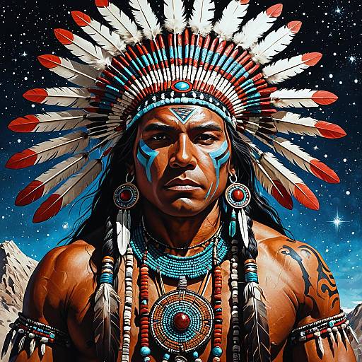 Native American Shaman Cosmic Portrait