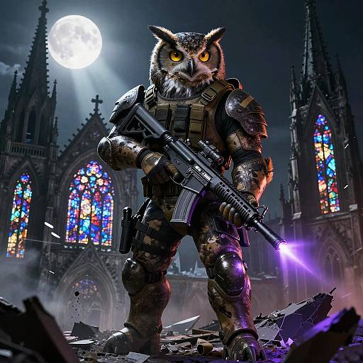 Moonlit Armored Owl Night-Ops Commando