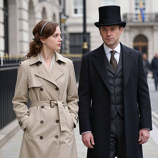 Elegant Figures on Historic London Street