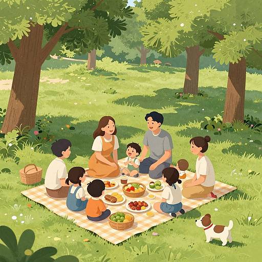 Joyful Family Picnic in Sunny Park