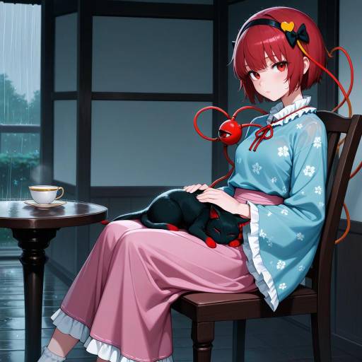 Charming Cat Girl in Rainy Style