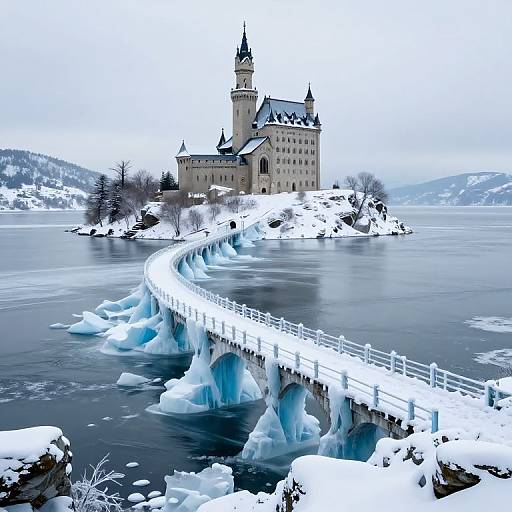 Majestic Castle on Snowy Island