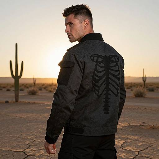 Athletic Man in Tactical Jacket Desert