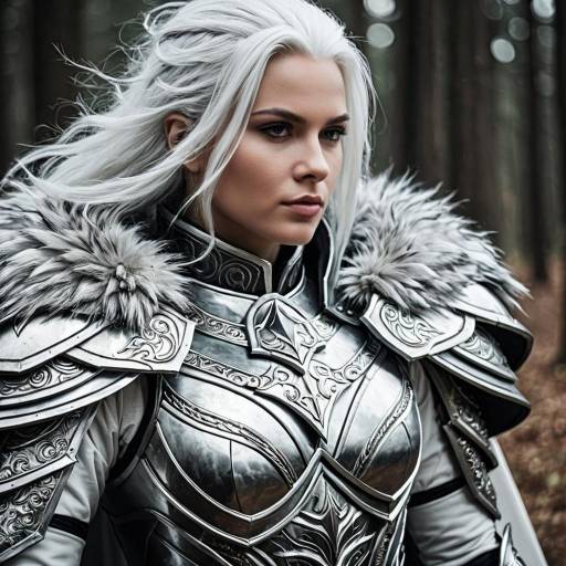 Cosplayer in Silver Armor with Fur Cape