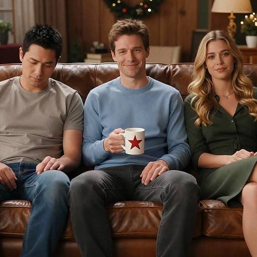 Casual Gathering on a Leather Couch