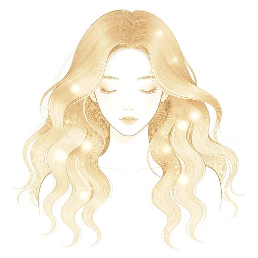 Ethereal Woman with Champagne Wavy Hair