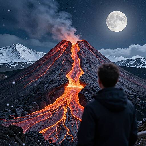 Hyper Realistic Mosaic Volcano Scene