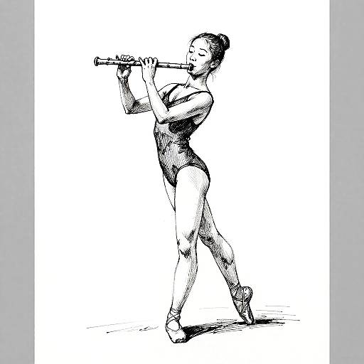 Elegant Ballet Dancer Pen Illustration