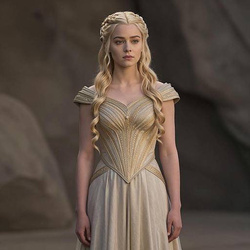 Young woman in Targaryen-inspired fantasy dress