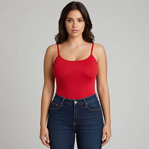 Casual Woman in Red Tank Top