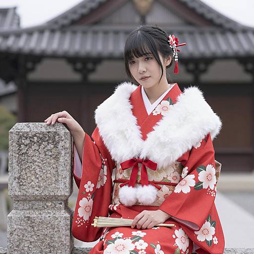 Elegant Asian Woman in Traditional Kimono